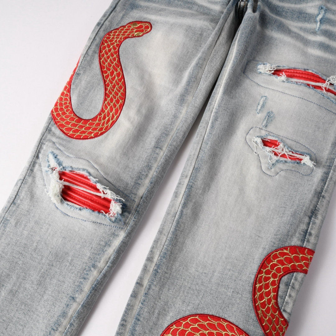 Amr Red Snake Jeans