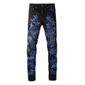 Amr Navy Blue Star Patch Jeans