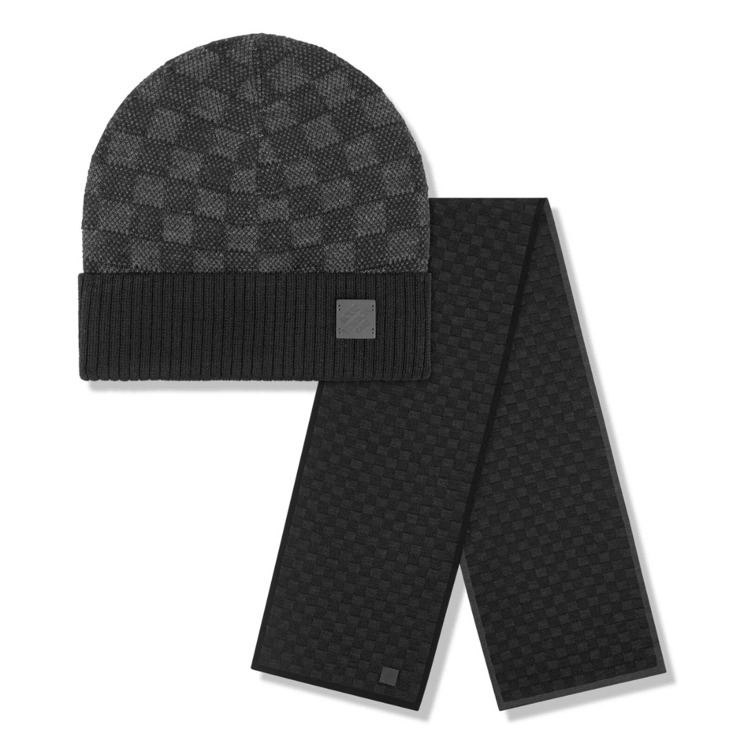 LV Black Scarf & Beanie