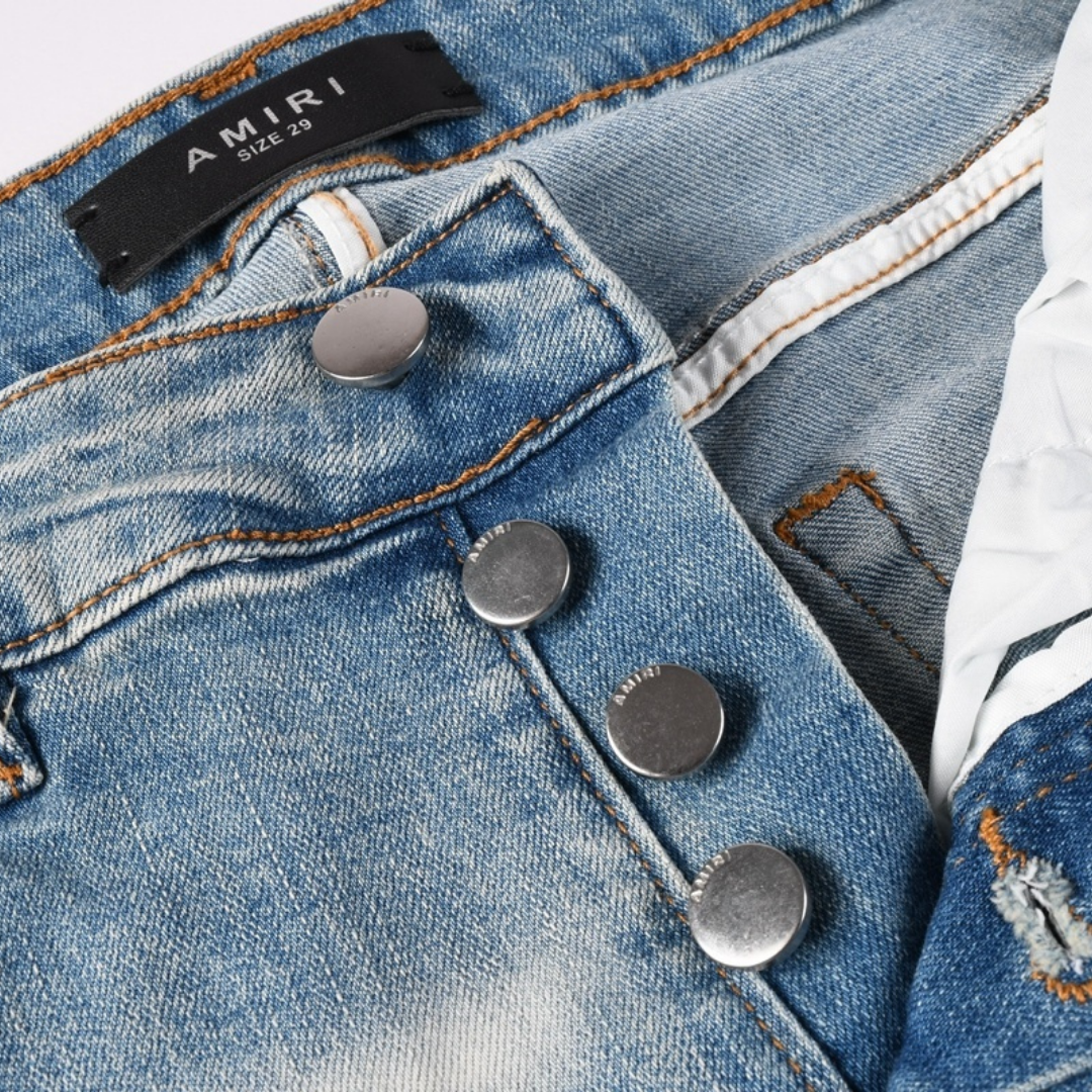 Amr Red Patch Ripped Jeans