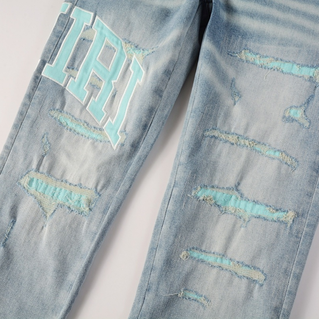 Amr Light Blue Patch Jeans