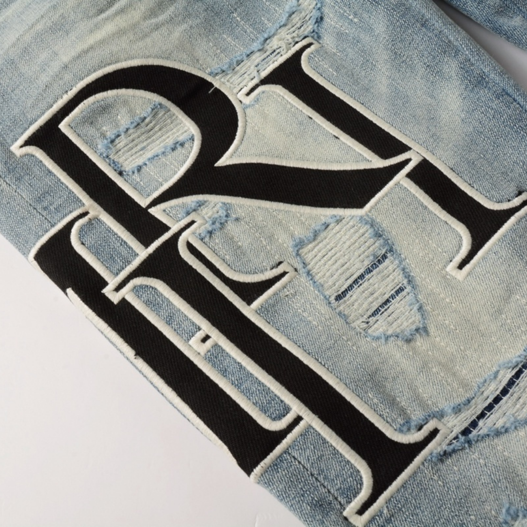 Amr Staggered Blue Jeans