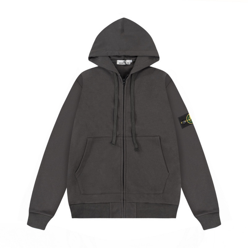 Stone Monogram Zip Hoodie