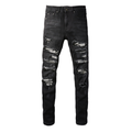 Amr Ripped Patch Black Jeans