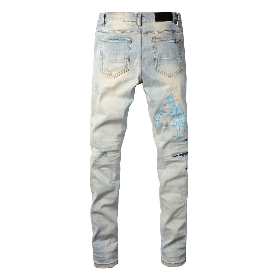 Amr Staggered Light Blue Jeans