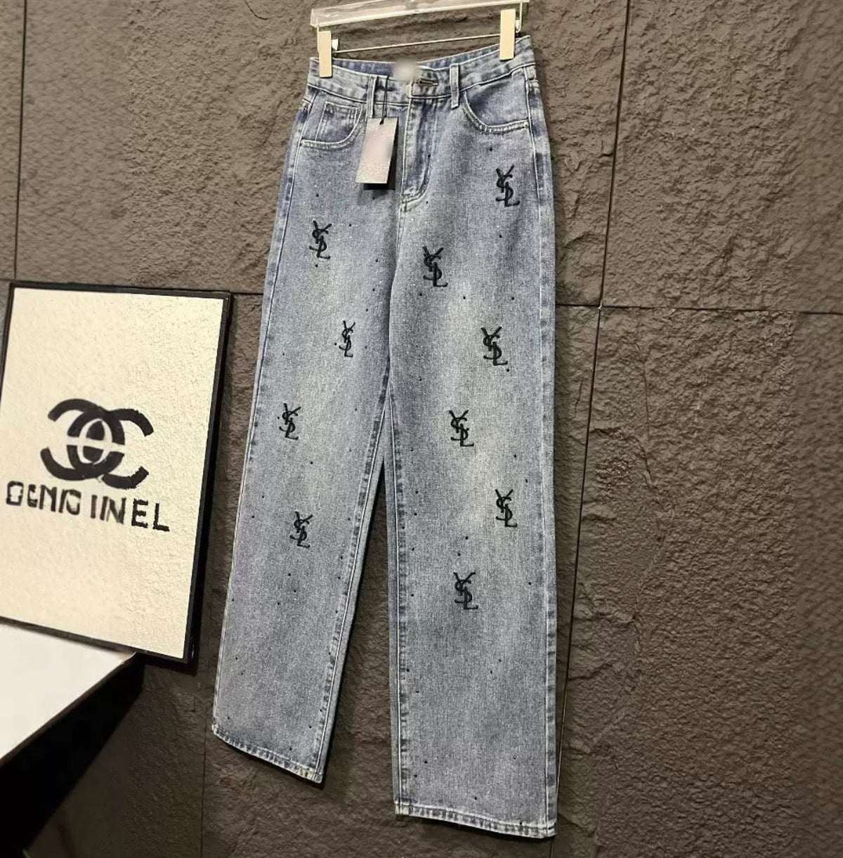 YSL LOGO JEANS